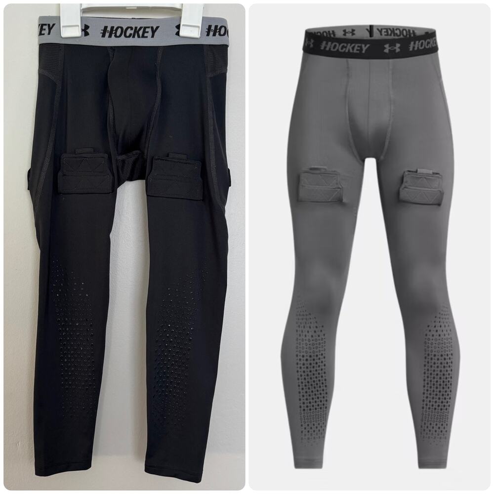 Youth Under Armour Hockey Boys' Fitted Leggings in Dark Grey